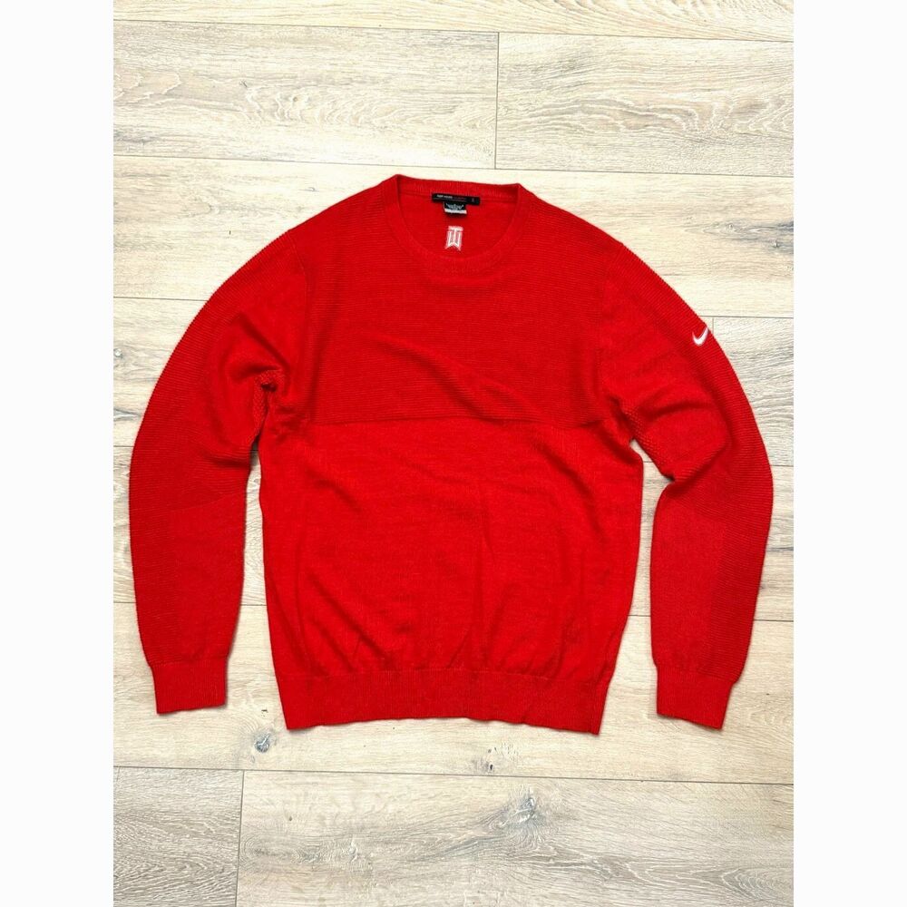 Nike Tiger Woods Collection Dri-Fit Merino Wool Crewneck Sweater Red Men’s L